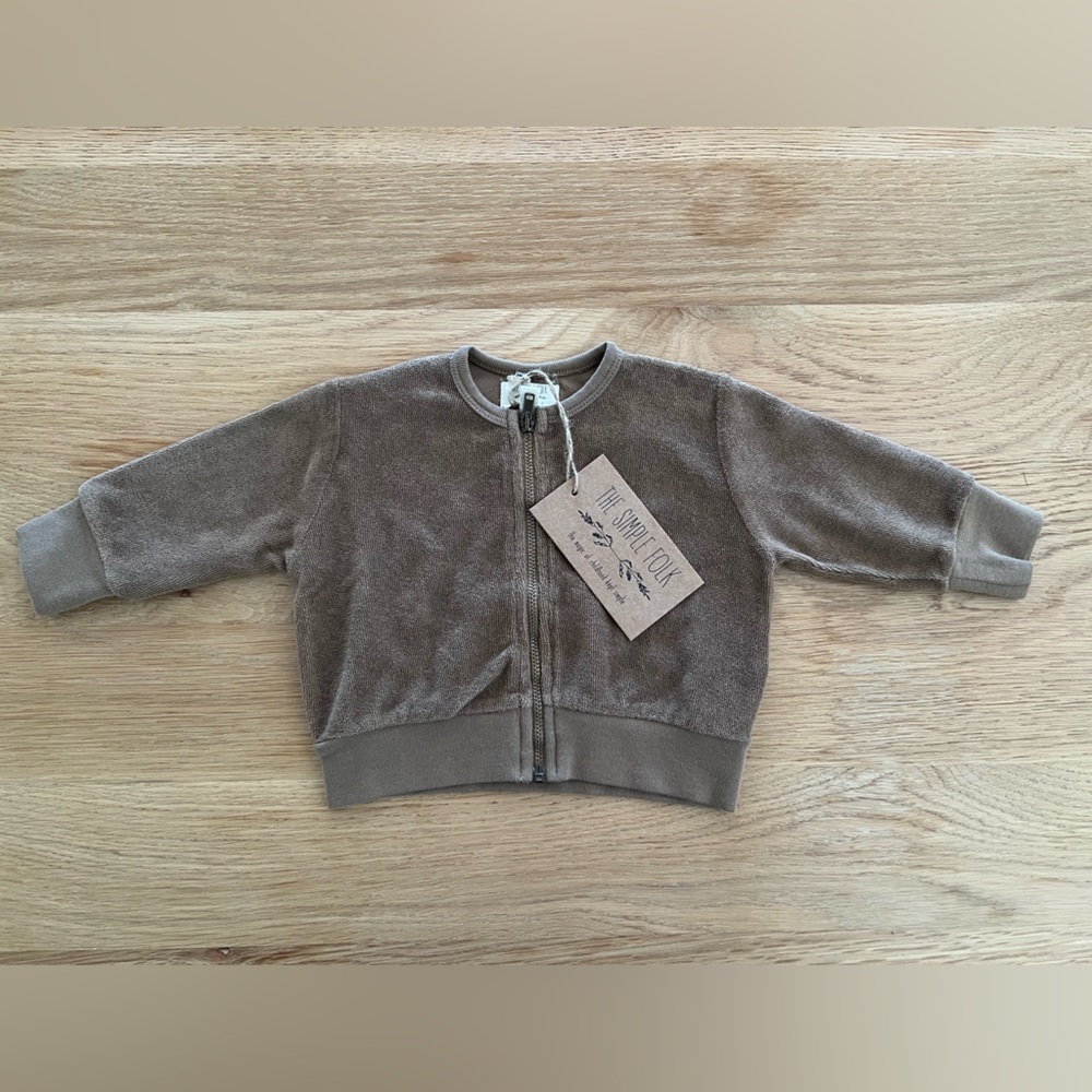 The Simple Folk Terry Bomber Jacket Walnut Size 3-6 Months NWT